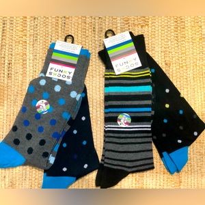NWT FUNKY SOCKS bundle (4 pairs) men’s sz 10-13 Fun bright colors Arch support